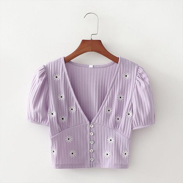 xd3069 style little daisy embroidery short sleeve t shirt female ins womens summer wear purple v, White
xd3069 style little daisy embroidery short sleeve t shirt female ins womens summer wear purple v, White