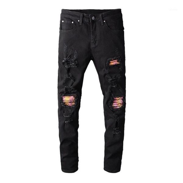 men's jeans men's male fashion casual pink bandanna patchwork biker black stretch denim holes ripped skinny pants trousers1, Blue
men's jeans men's male fashion casual pink bandanna patchwork biker black stretch denim holes ripped skinny pants trousers1, Blue