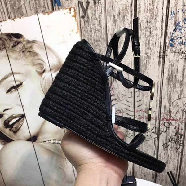 box women platform classic straw wedge gebuine leather sandal designer platform sandals fashion ladies wedge sandals spikes studded shoes, Black
box women platform classic straw wedge gebuine leather sandal designer platform sandals fashion ladies wedge sandals spikes studded shoes, Black