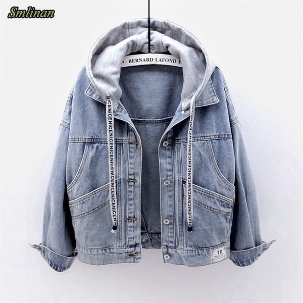 smlinan spring autumn hooded denim jacket women fahion single breasted pocket plus size vintage streetwear jeans coat female 201112, Black;brown
smlinan spring autumn hooded denim jacket women fahion single breasted pocket plus size vintage streetwear jeans coat female 201112, Black;brown