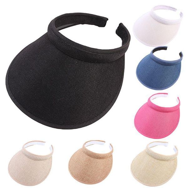 women men clip-on uv protection sun visor hat faux linen plaid weave empty open solid color wide brim adjustable beac1, Blue;gray
women men clip-on uv protection sun visor hat faux linen plaid weave empty open solid color wide brim adjustable beac1, Blue;gray