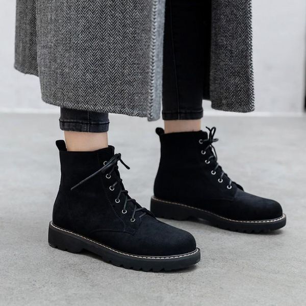 boots pxelena european women faux suede low heels chunky lace up combat motorcycle ankle shoes, Black
boots pxelena european women faux suede low heels chunky lace up combat motorcycle ankle shoes, Black