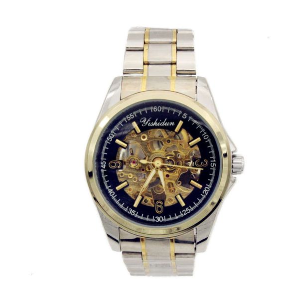 watch fashion hollow back men's mechanical exquisite steel band watch, Slivery;brown
watch fashion hollow back men's mechanical exquisite steel band watch, Slivery;brown