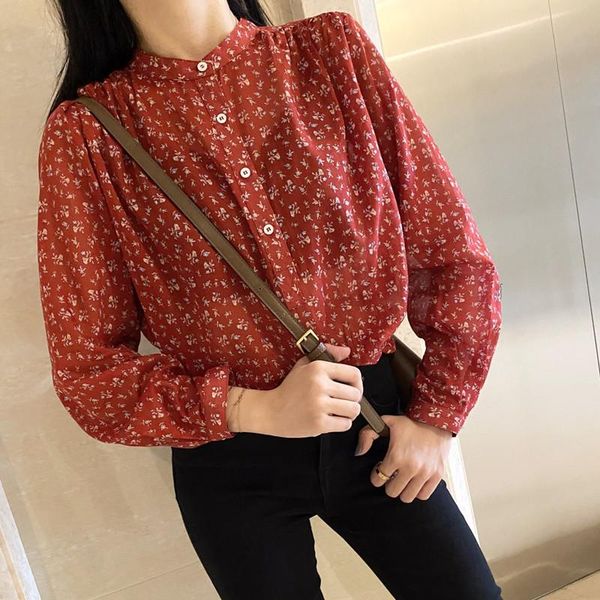 women's blouses & shirts women cotton blouse vintage long sleeve floral printing early autumn single breasted, White
women's blouses & shirts women cotton blouse vintage long sleeve floral printing early autumn single breasted, White