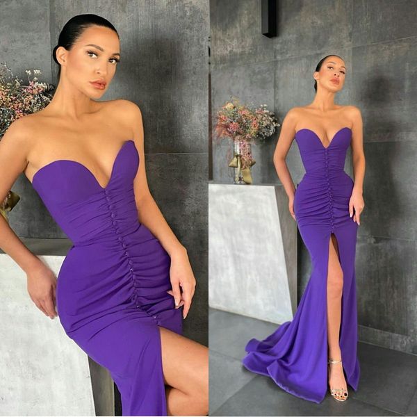 purple mermaid prom dresses sweetheart high front split arabic evening gowns button robes customize formal party gown, Black;red
purple mermaid prom dresses sweetheart high front split arabic evening gowns button robes customize formal party gown, Black;red