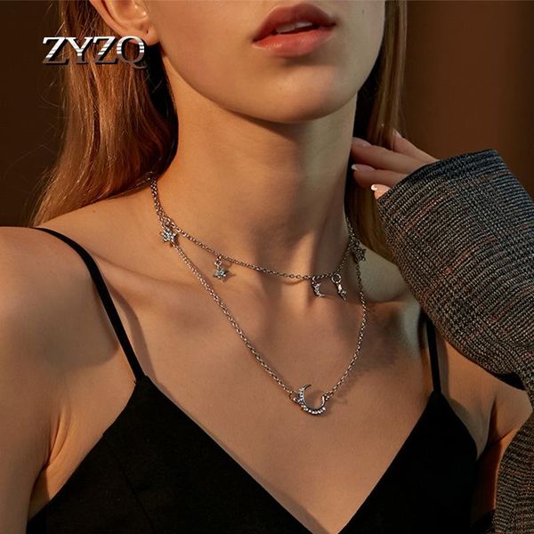 zyzq 2021 multilayer crystal moon pendants necklaces for women vintage gold color necklace bohemian jewelry wholesale, Silver
zyzq 2021 multilayer crystal moon pendants necklaces for women vintage gold color necklace bohemian jewelry wholesale, Silver