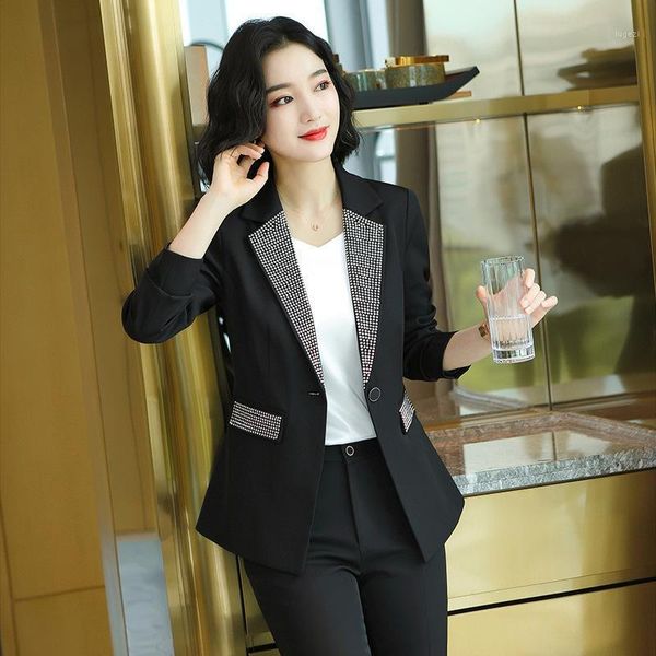 2 piece set women suits spring elegant full sleeve sequined blazer trousers lady office conjuntos feminino jacket and pant1, White
2 piece set women suits spring elegant full sleeve sequined blazer trousers lady office conjuntos feminino jacket and pant1, White