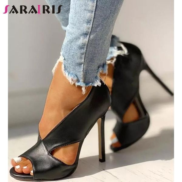 sarairis new ladies elegant summer peep toe pumps mature solid black pumps women high thin heels shoes woman
sarairis new ladies elegant summer peep toe pumps mature solid black pumps women high thin heels shoes woman