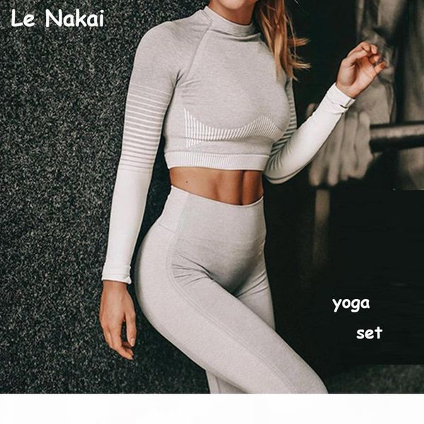 2 pcs seamless workout clothes for women long sleeve yoga set crop sport suit workout sportswear gym fitness outfit clothes cj1191112, Gray
2 pcs seamless workout clothes for women long sleeve yoga set crop sport suit workout sportswear gym fitness outfit clothes cj1191112, Gray