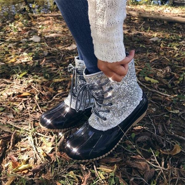women boots 2020 women fashion ankle snow boots bling sequin winter rain waterproof female duck shoes, Black
women boots 2020 women fashion ankle snow boots bling sequin winter rain waterproof female duck shoes, Black