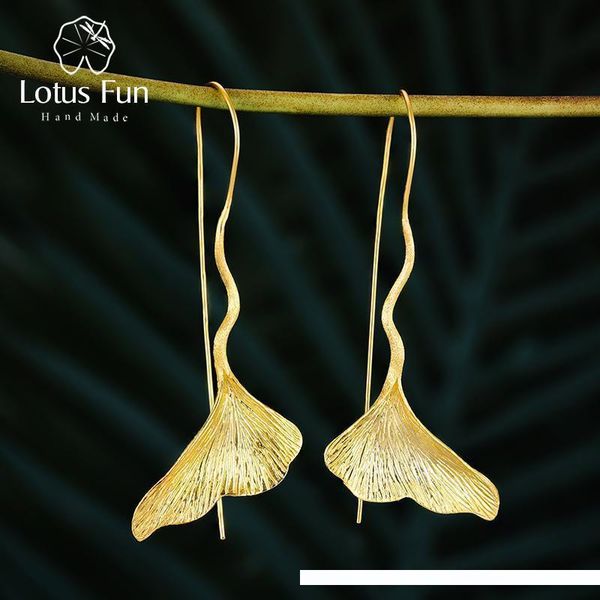 lotus fun real 925 sterling silver earrings designer fine jewelry vintage 18k gold ginkgo leaf drop earrings for women brincos sh190930, Golden;silver
lotus fun real 925 sterling silver earrings designer fine jewelry vintage 18k gold ginkgo leaf drop earrings for women brincos sh190930, Golden;silver