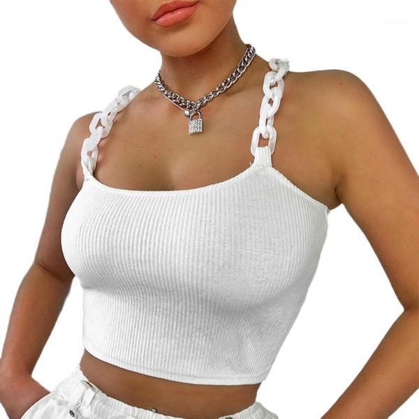 women's fashion solid color camisole summer chain tight-fitting exposed navel tube, White
women's fashion solid color camisole summer chain tight-fitting exposed navel tube, White