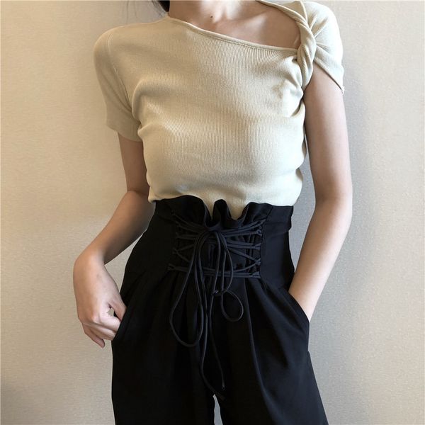 2 colors spring and summer solid color short sleeve slim knitted t shirts womens tee shirt femme (b1752) y200111, White
2 colors spring and summer solid color short sleeve slim knitted t shirts womens tee shirt femme (b1752) y200111, White