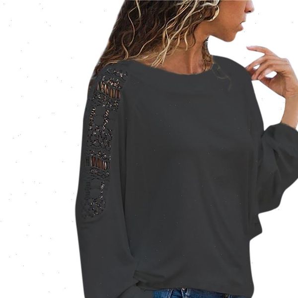 women long sleeve solid lace trimmings hollow out loose t shirt ropa mujer verano magliette donna ew, White
women long sleeve solid lace trimmings hollow out loose t shirt ropa mujer verano magliette donna ew, White