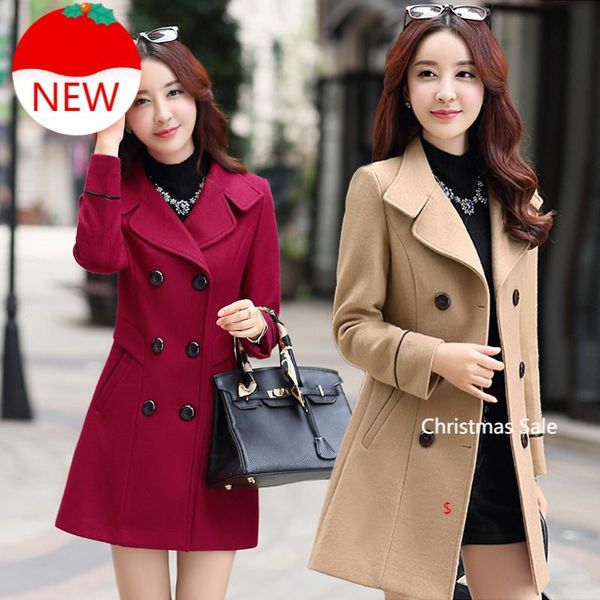 female slim fit lapel woolen overcoat cashmere outerwear women wool blend warm long coat autumn winter plus size, Black
female slim fit lapel woolen overcoat cashmere outerwear women wool blend warm long coat autumn winter plus size, Black