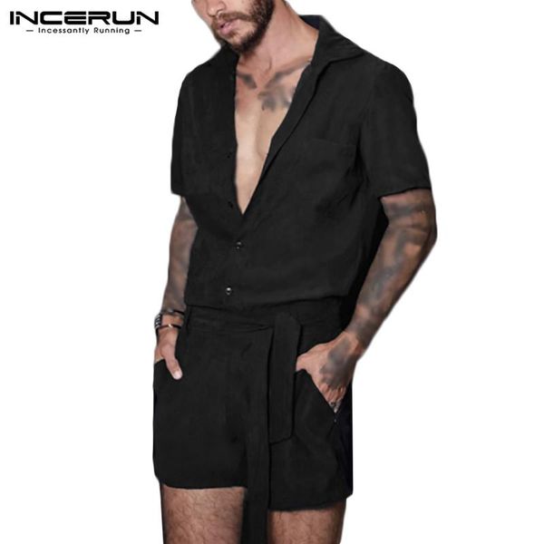 men rompers lapel solid color shorts streetwear short sleeve button casual jumpsuit fashion mens cargo overalls incerun s-5xl, White;black
men rompers lapel solid color shorts streetwear short sleeve button casual jumpsuit fashion mens cargo overalls incerun s-5xl, White;black