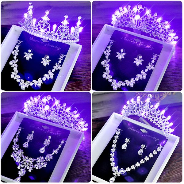 bridal crown luminous baby head accessories competition party wedding dress white pearl with lamp gift, Silver
bridal crown luminous baby head accessories competition party wedding dress white pearl with lamp gift, Silver