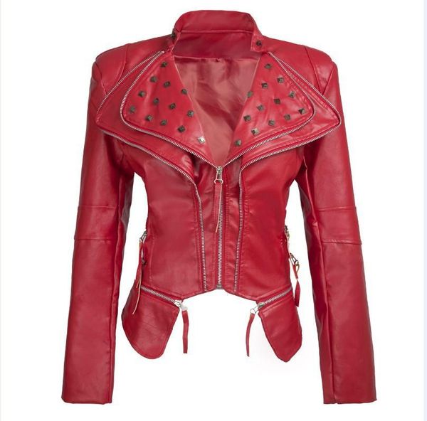 women's leather & faux korean women rivet motorcycle solid jacket female fashion harajuku slim jackets outwear, Black
women's leather & faux korean women rivet motorcycle solid jacket female fashion harajuku slim jackets outwear, Black