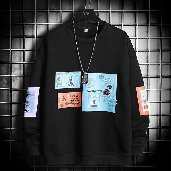 men's hoodies & sweatshirts glacialwhale oversized crewneck sweatshirt men patchwork hip hop style japanese streetwear harajuku, Black
men's hoodies & sweatshirts glacialwhale oversized crewneck sweatshirt men patchwork hip hop style japanese streetwear harajuku, Black