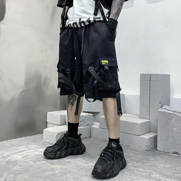 men's shorts hip hop summer men 2022 black ribbons streetwear bermuda man multi-pocket punk casual knee length short pants, White;black
men's shorts hip hop summer men 2022 black ribbons streetwear bermuda man multi-pocket punk casual knee length short pants, White;black