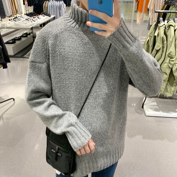 2021 new men's solid color winter warm sweater korean streetwear fashion woman pullovers casual oversize man clothing vkm1, White;black
2021 new men's solid color winter warm sweater korean streetwear fashion woman pullovers casual oversize man clothing vkm1, White;black