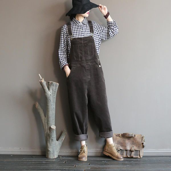 2020 autumn winter new original jumpsuits cotton corduroy women vintage loose strap thick warm pocket casual jumpsuits, Black;white
2020 autumn winter new original jumpsuits cotton corduroy women vintage loose strap thick warm pocket casual jumpsuits, Black;white
