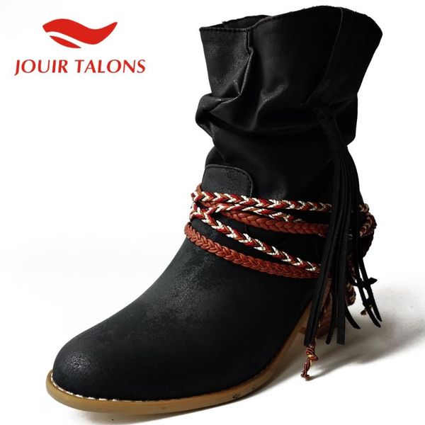 jouir talons high fashion vintage ankle boots roud toe fringe ankle strap chunky heels casual women shoes, Black
jouir talons high fashion vintage ankle boots roud toe fringe ankle strap chunky heels casual women shoes, Black