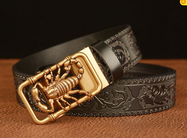 tang grass pattern carved men's automatic buckle belt real leather personality scorpion casual belt young and middle-aged fashion belt, Black;brown
tang grass pattern carved men's automatic buckle belt real leather personality scorpion casual belt young and middle-aged fashion belt, Black;brown
