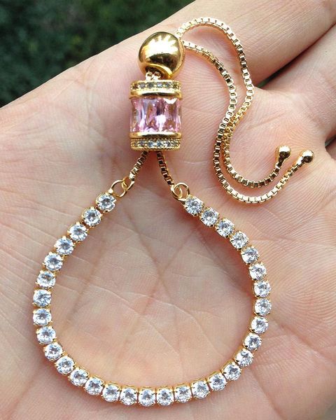 link, chain ya2896 sparkling zircon stone pink drums spacer gold bracelet link tennis adjustable jewelry unfading, Black
link, chain ya2896 sparkling zircon stone pink drums spacer gold bracelet link tennis adjustable jewelry unfading, Black
