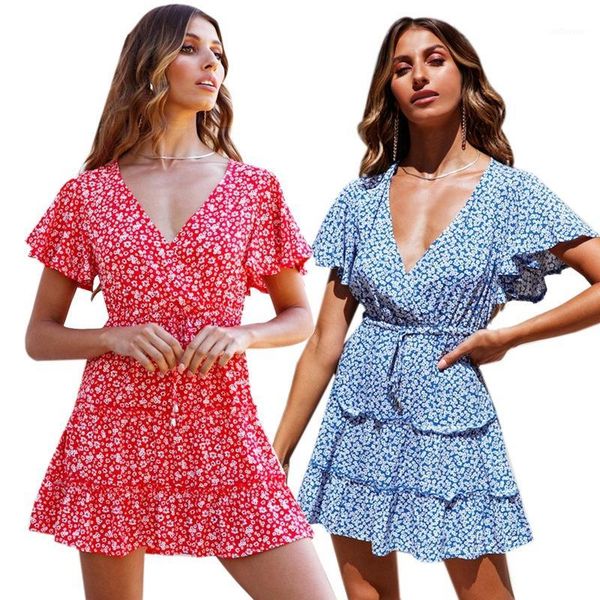 women floral dress summer boho beach sundress holiday flare sleeve v-neck mini dress high waist lace-up dresses1, Black;gray
women floral dress summer boho beach sundress holiday flare sleeve v-neck mini dress high waist lace-up dresses1, Black;gray