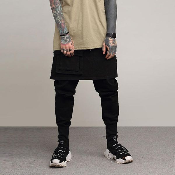 men's pants steampunk high street cloth dark black rock style stitching skirt fake two pieces of
men's pants steampunk high street cloth dark black rock style stitching skirt fake two pieces of