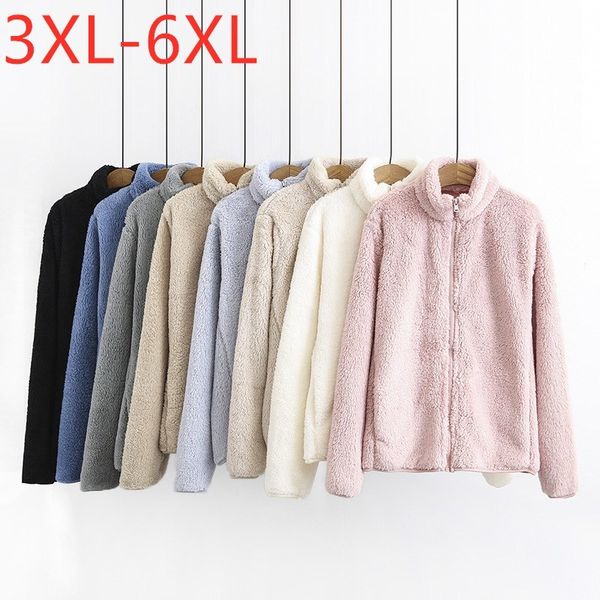 new ladies autumn winter plus size jacket for women large long sleeve loose casual fleece keep warm zipper coat 3xl 4xl 5xl 6xlx1016, Black;brown 
new ladies autumn winter plus size jacket for women large long sleeve loose casual fleece keep warm zipper coat 3xl 4xl 5xl 6xlx1016, Black;brown