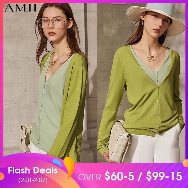 amii minimalism spring new cardigan for women fashion vneck patchwork single breasted women's sweaters 12140131, White
amii minimalism spring new cardigan for women fashion vneck patchwork single breasted women's sweaters 12140131, White