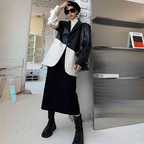 women's suits & blazers casual blazer vgh for women, spring fashion , leather jacket with long sleeve carved in korean style q753, White;black
women's suits & blazers casual blazer vgh for women, spring fashion , leather jacket with long sleeve carved in korean style q753, White;black