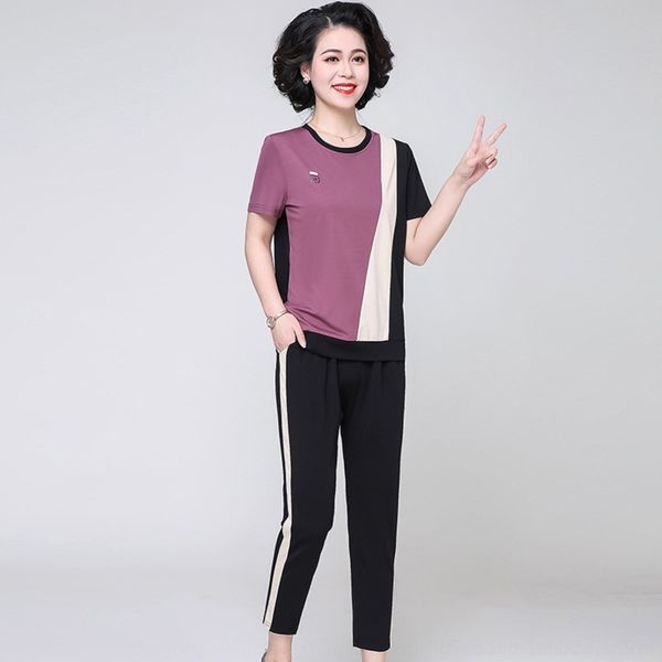 ohpw0 mom summer short-sleeved middle-aged clothes women's sports suit t-shirt clothingclothing two-piece set 2020 new mother's t, Gray
ohpw0 mom summer short-sleeved middle-aged clothes women's sports suit t-shirt clothingclothing two-piece set 2020 new mother's t, Gray