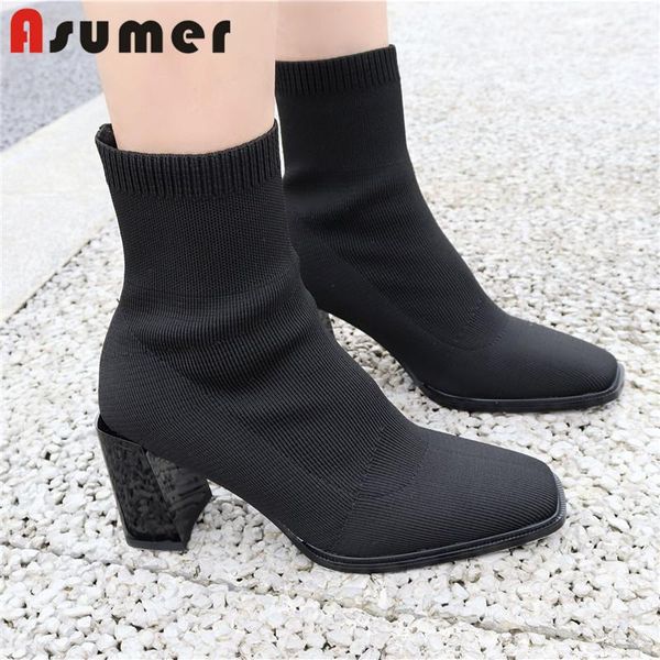 asumer 2020 new fashion stretch boots women high heel casual party shoes solid colors square toe simple ankle boots women, Black
asumer 2020 new fashion stretch boots women high heel casual party shoes solid colors square toe simple ankle boots women, Black