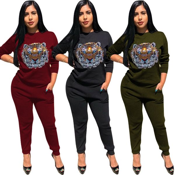 fashion two pieces set women tiger head casual set track suit clothing red striped long sleeves long pants femme ladies outfits, White
fashion two pieces set women tiger head casual set track suit clothing red striped long sleeves long pants femme ladies outfits, White