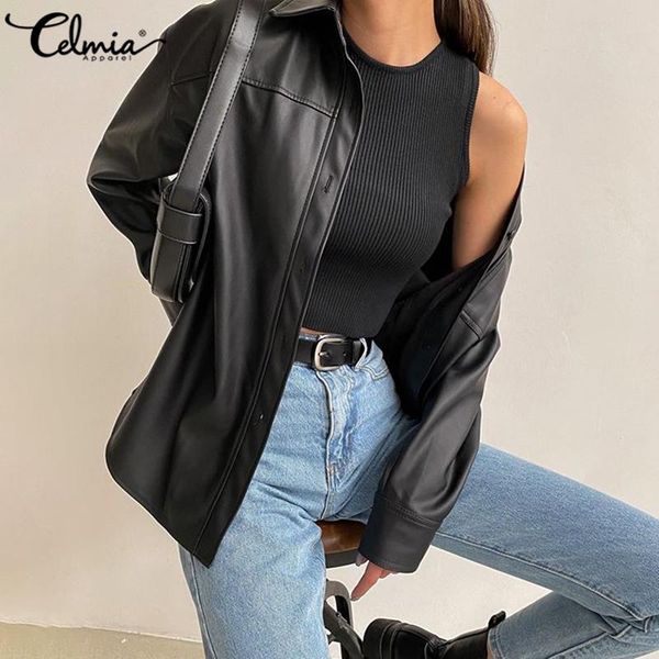 2020 women fashion leather jackets celmia autumn winter coats casual lapel buttons coat solid color work outerwear plus size 5xl, Black;brown
2020 women fashion leather jackets celmia autumn winter coats casual lapel buttons coat solid color work outerwear plus size 5xl, Black;brown
