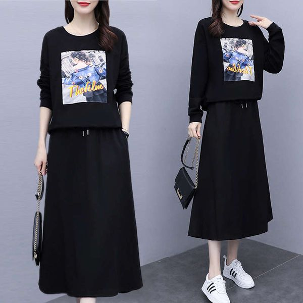 large size women's autumn clothes new leisure sweater in 2020 show thin skirt fat younger sister age reduction two piece suit, Black
large size women's autumn clothes new leisure sweater in 2020 show thin skirt fat younger sister age reduction two piece suit, Black