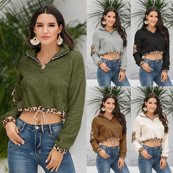 womens fashion hoodie printed leopard turtleneck cropped female plush long sleeve short coat zipper loose casual pullover, Black
womens fashion hoodie printed leopard turtleneck cropped female plush long sleeve short coat zipper loose casual pullover, Black