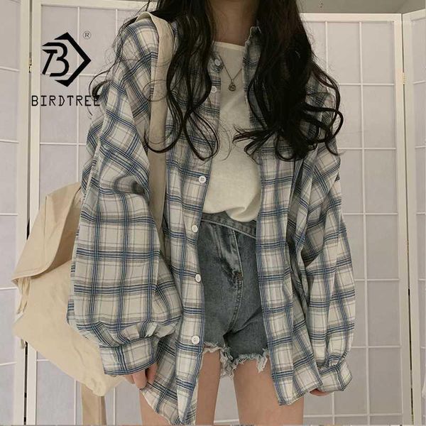 new arrival women vintage plaid oversized blouse lantern sleeve turn down collar white shirt button up casual t04004f1
new arrival women vintage plaid oversized blouse lantern sleeve turn down collar white shirt button up casual t04004f1