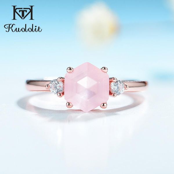 kuololit 585 rose gold natural rose quartz gemstone ring for women 925 sterling silver hexagon luxury ring for engagement gifts, Golden;silver
kuololit 585 rose gold natural rose quartz gemstone ring for women 925 sterling silver hexagon luxury ring for engagement gifts, Golden;silver