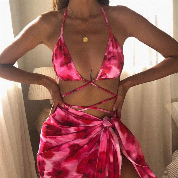 2021 new three piece bikini tie dye printed corded drape women's swimsuit bandage bathing suits pad
2021 new three piece bikini tie dye printed corded drape women's swimsuit bandage bathing suits pad