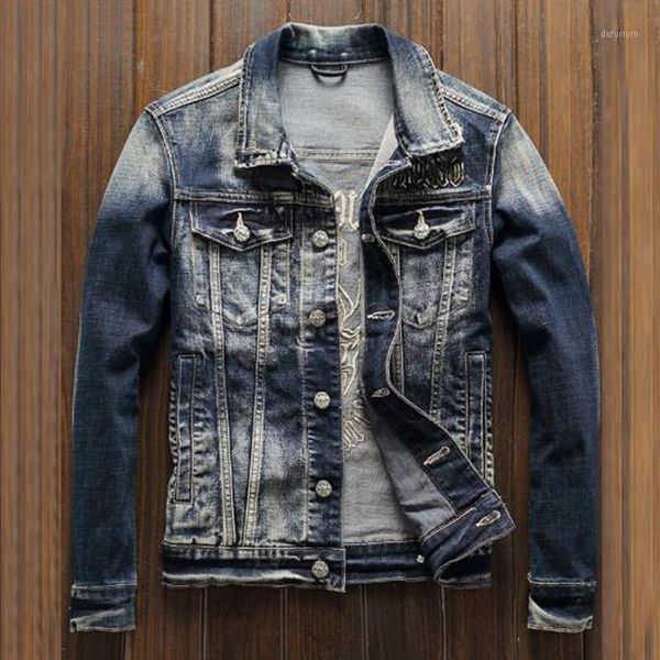 original biker mens denim jacket summer slim fit male suit jeans jackets and coats plus size 3xl devil embroidery pattern a9871, Black;brown
original biker mens denim jacket summer slim fit male suit jeans jackets and coats plus size 3xl devil embroidery pattern a9871, Black;brown