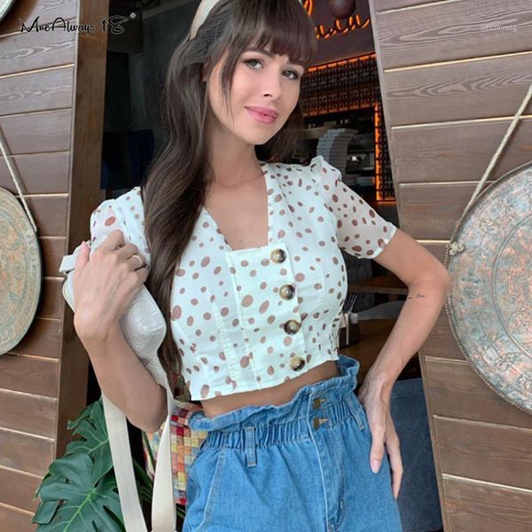 mnealways18 single-breasted polka dot printed crop women short sleeve chiffon blouse and female shirt spring summer1, White
mnealways18 single-breasted polka dot printed crop women short sleeve chiffon blouse and female shirt spring summer1, White