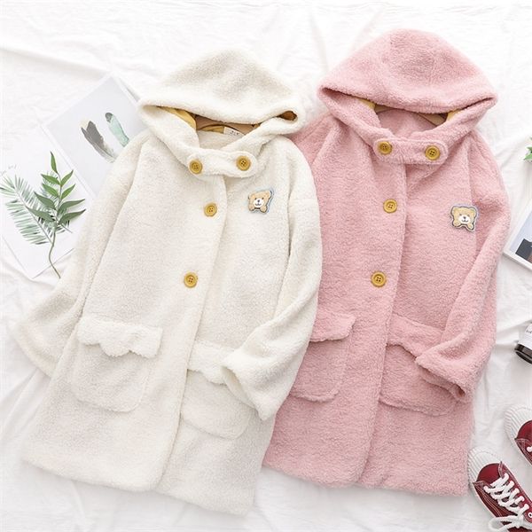 winter women kawaii long coat cute hooded jacket kawaii bear teenage girl warm plush overcoat white pink lamb fluffy outwear 1028, Tan;black
winter women kawaii long coat cute hooded jacket kawaii bear teenage girl warm plush overcoat white pink lamb fluffy outwear 1028, Tan;black