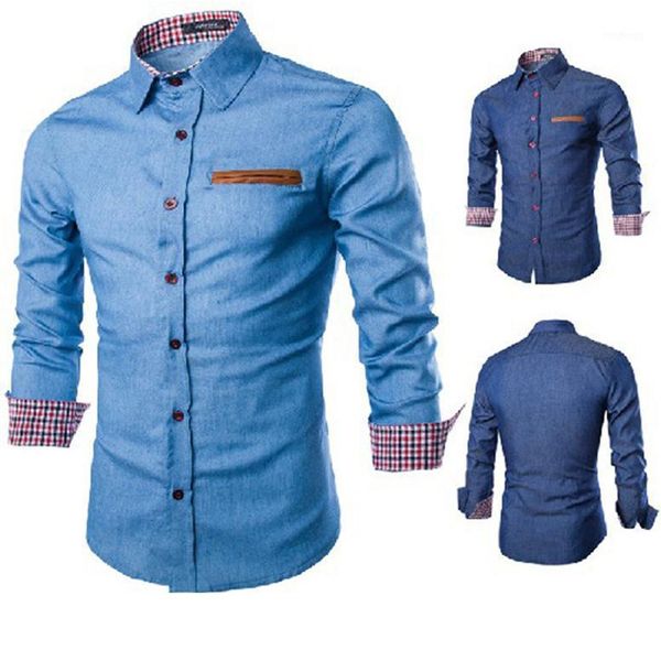 men's casual slim fit stylish wash denim long sleeves jeans shirts smart casual fashion men clothes1, White;black
men's casual slim fit stylish wash denim long sleeves jeans shirts smart casual fashion men clothes1, White;black