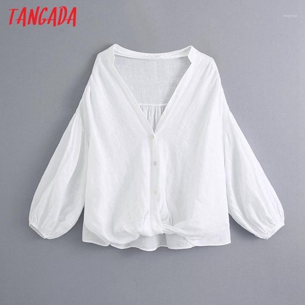 tangada women white cotton linen blouse long sleeve chic female casual loose shirt blusas femininas be7561 
tangada women white cotton linen blouse long sleeve chic female casual loose shirt blusas femininas be7561