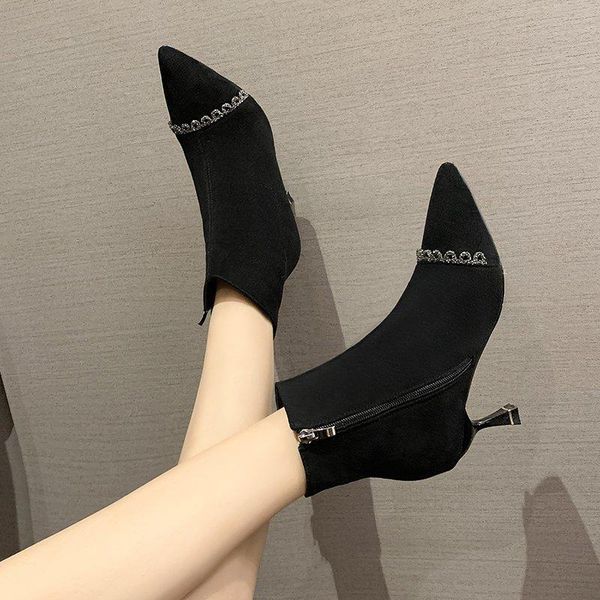 boots 2021 autumn women ankle pointed toe dress shoes faux suede stilettos black bling thin heels booties zip botas mujer 8716c
boots 2021 autumn women ankle pointed toe dress shoes faux suede stilettos black bling thin heels booties zip botas mujer 8716c