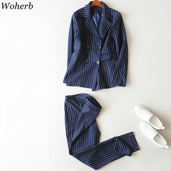 woherb vintage striped print long sleeve blazer pants set women 2019 korean style autumn workwear office lady two piece suit1, White;black
woherb vintage striped print long sleeve blazer pants set women 2019 korean style autumn workwear office lady two piece suit1, White;black